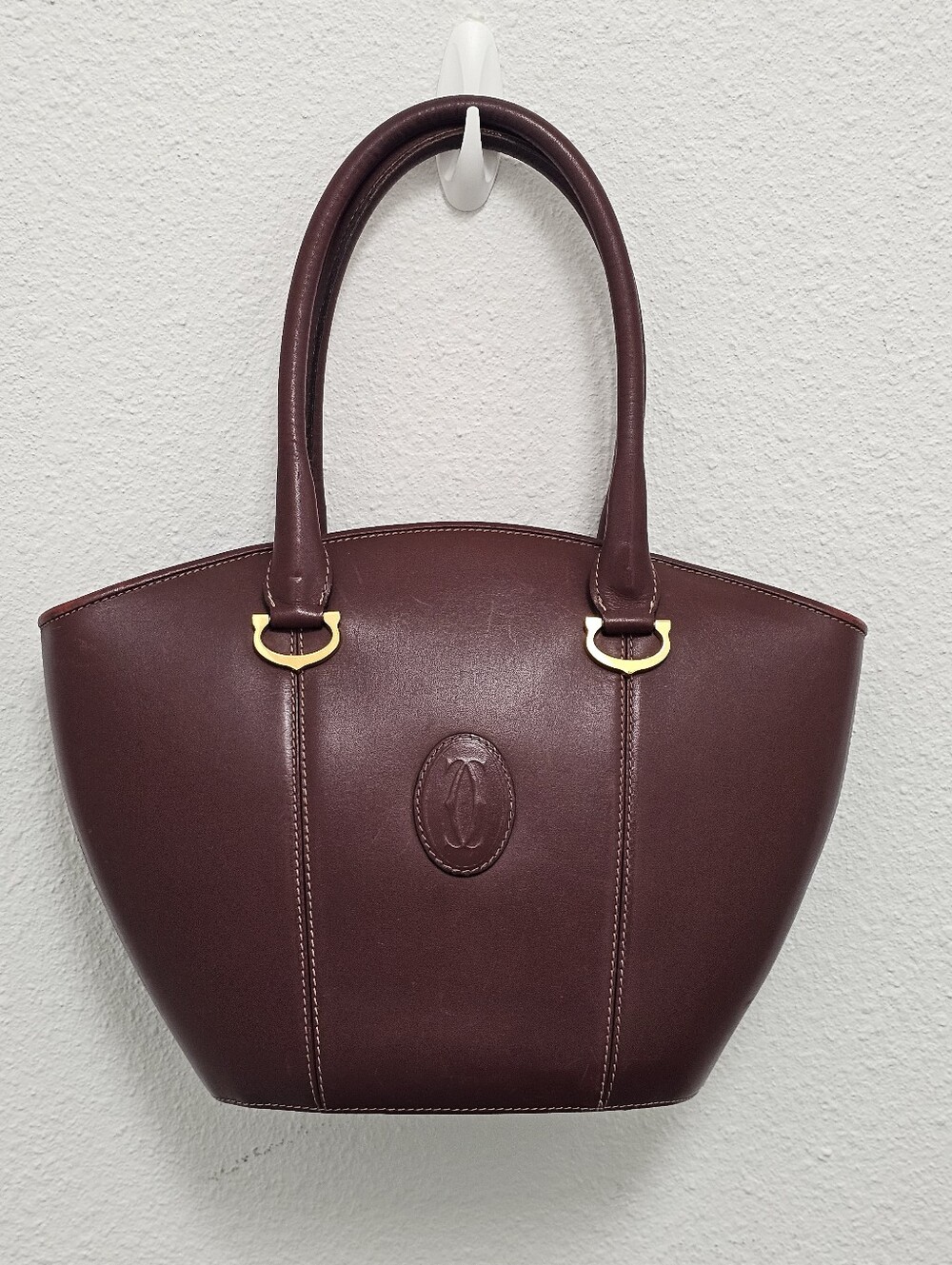 ​Authentic Vintage Must de Cartier Bordeaux Leather Handbag